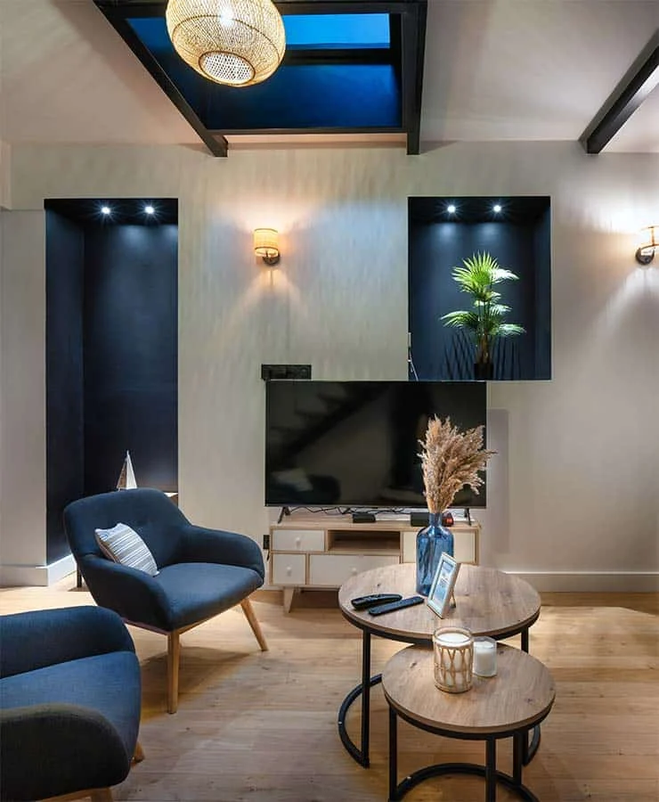 immobilier-bretagne Salon d'un appartement rénové par Ma Pépite Bretonne