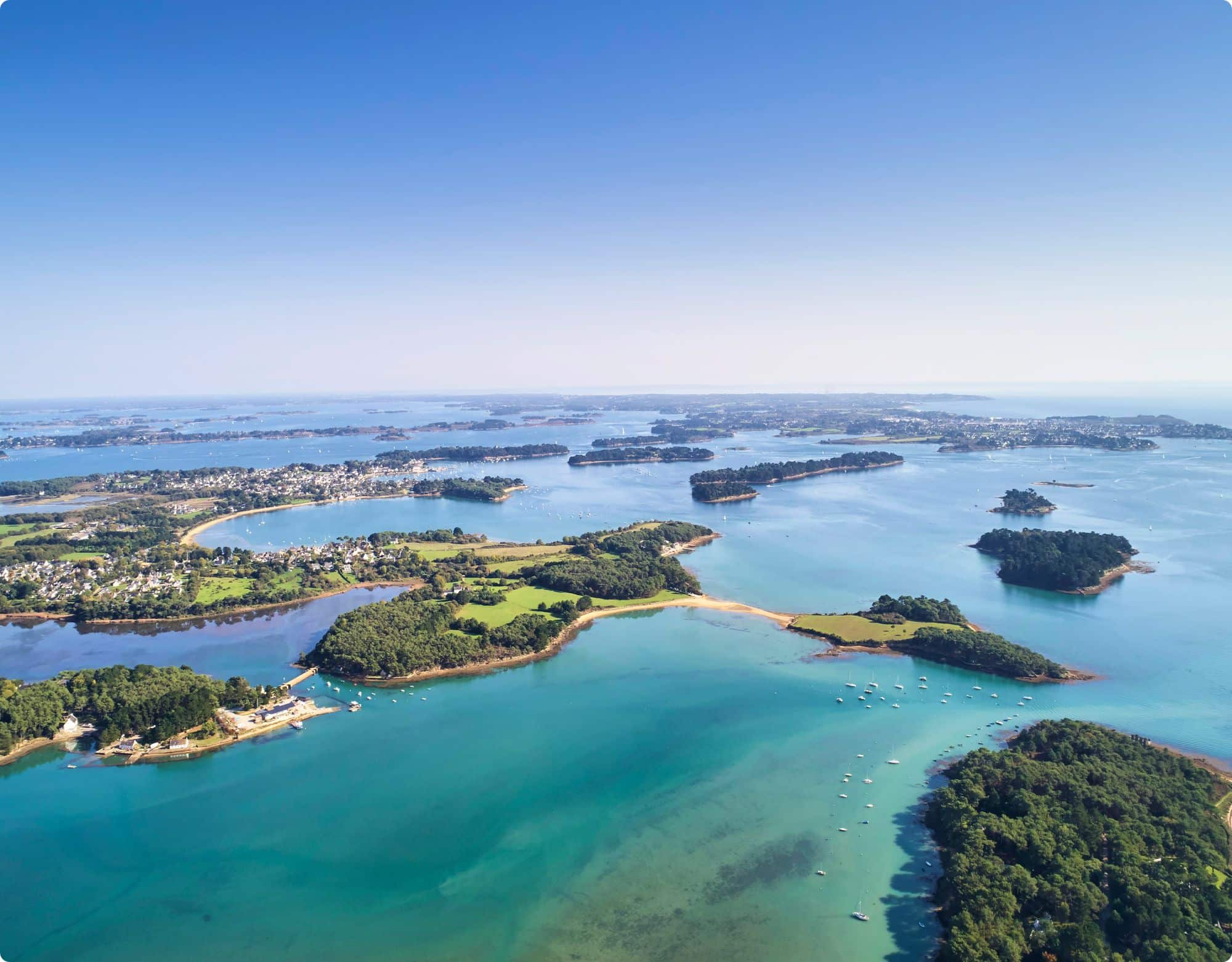 Vue aérienne du Golfe du Morbihan, Bretagne Sud